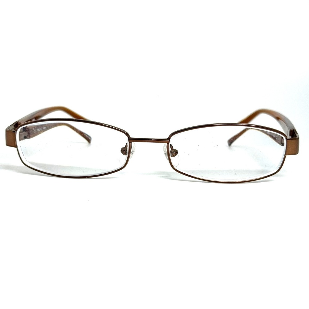 Bulova Doha Brown Oval Eyeglasses Frames 53-17-135 Amber Temples Mixed Metal